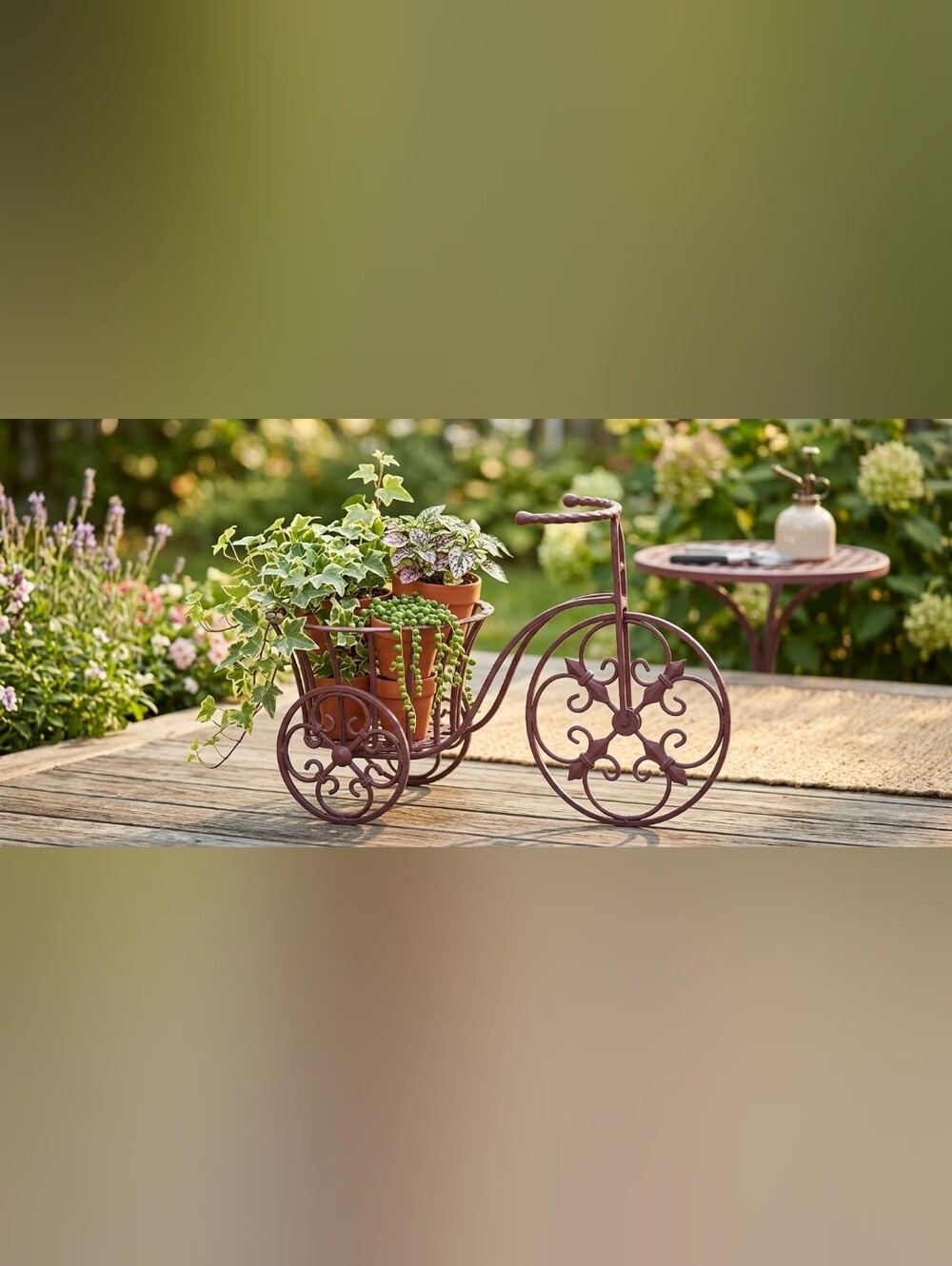 Charming Vintage Wrought Iron Bicycle Plant Stand